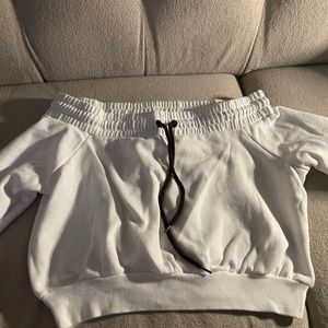 White Off the shoulder long sleeve sweater